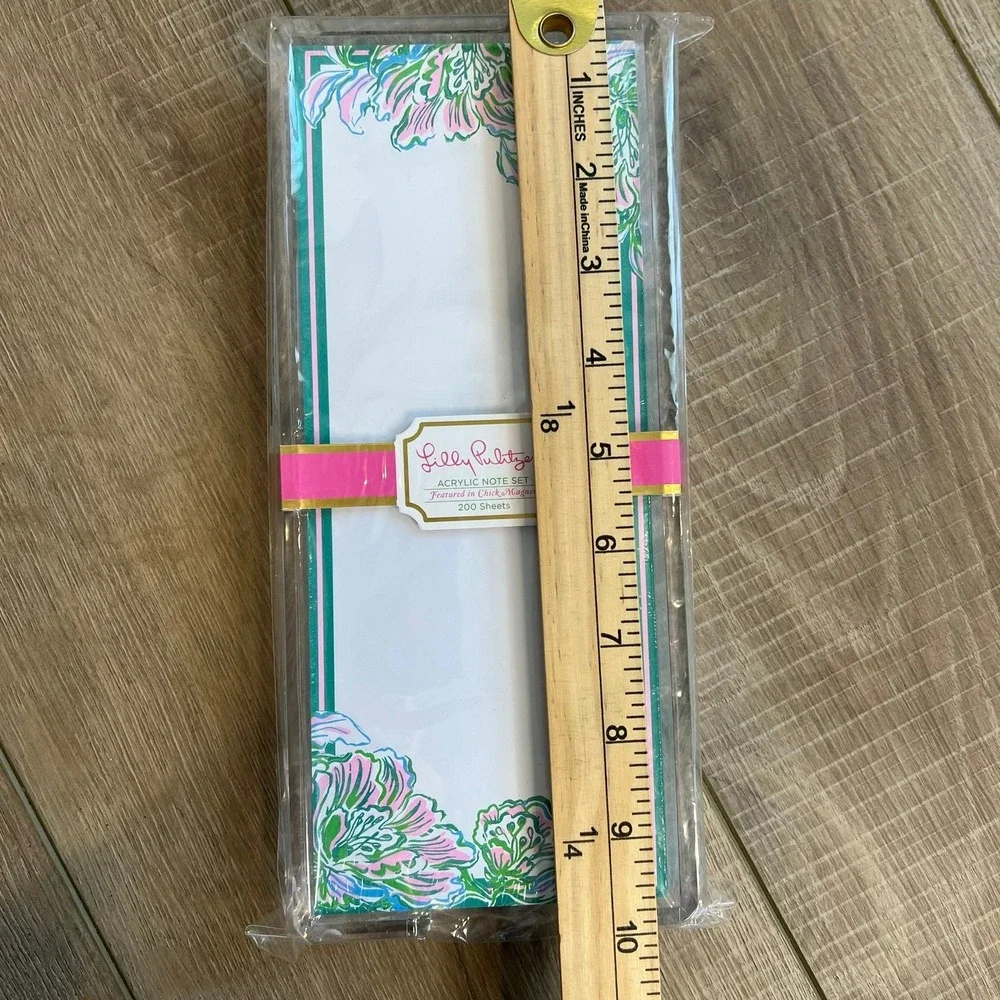 Lilly Pulitzer Set Notebook and Acrylic Note Floral Boujie Colorful Office Desk